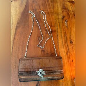 Brighton vtg croc leather bifold wallet/ sm crossbody